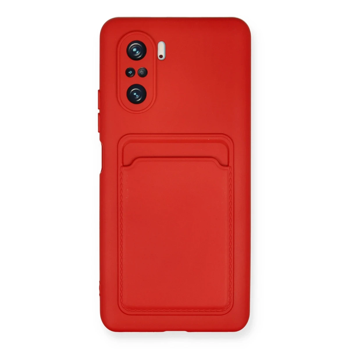 Xiaomi Poco F3 Kılıf Kelvin Kartvizitli Silikon - Kırmızı