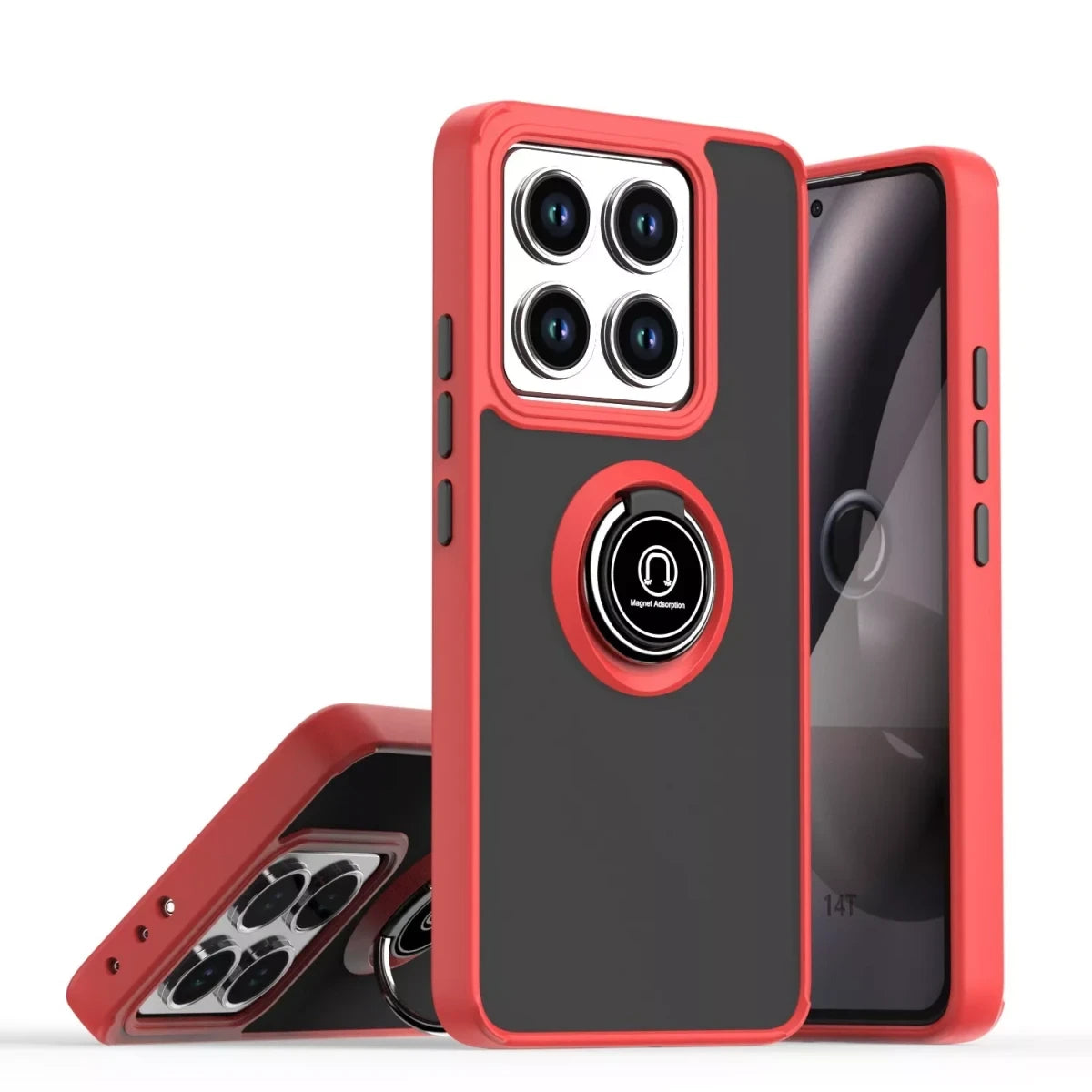 Xiaomi Mi 14T Montreal Yüzüklü Silikon Kapak - Kırmızı