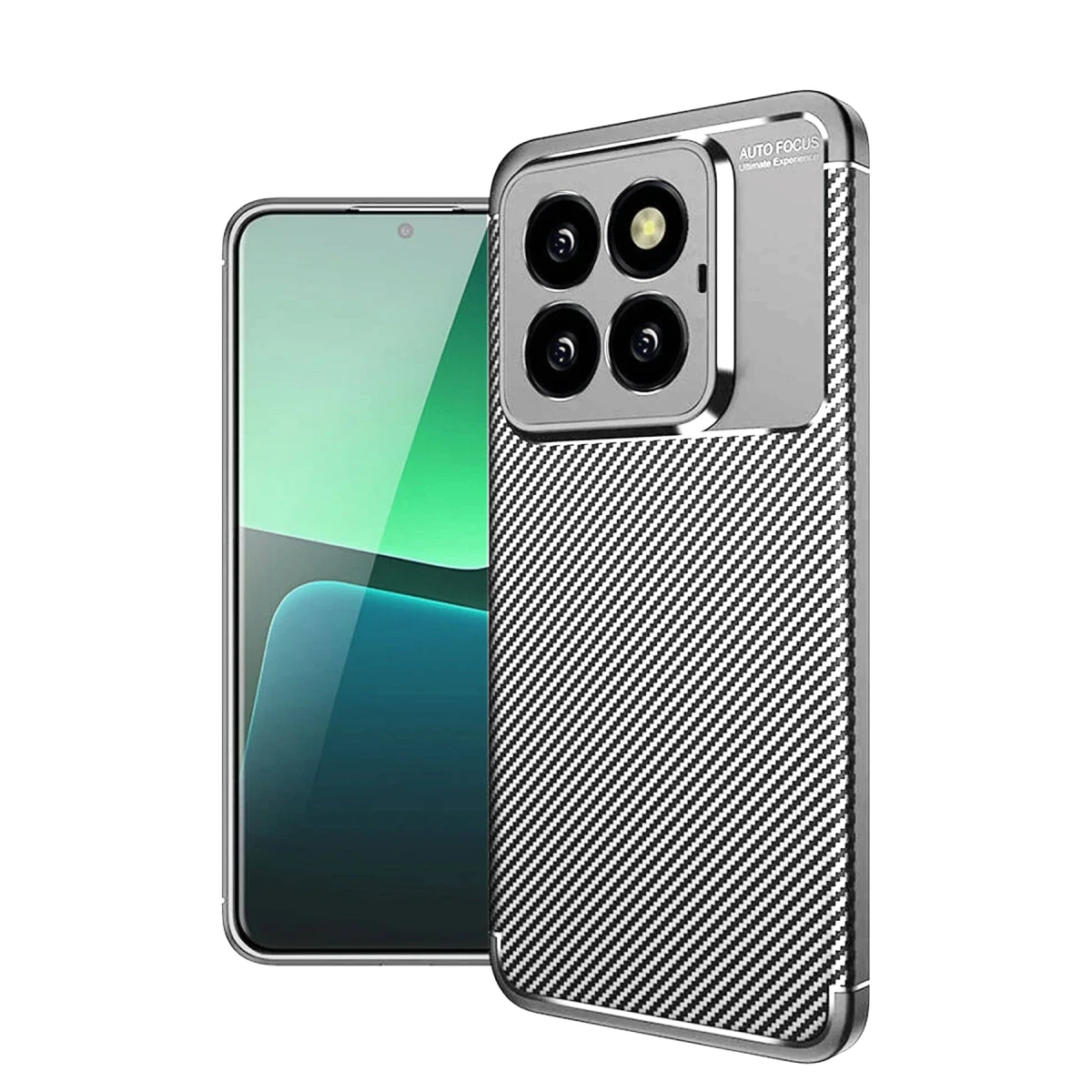 Xiaomi Mi 14T Pro Kılıf Auto Focus Karbon Kapak - Gri