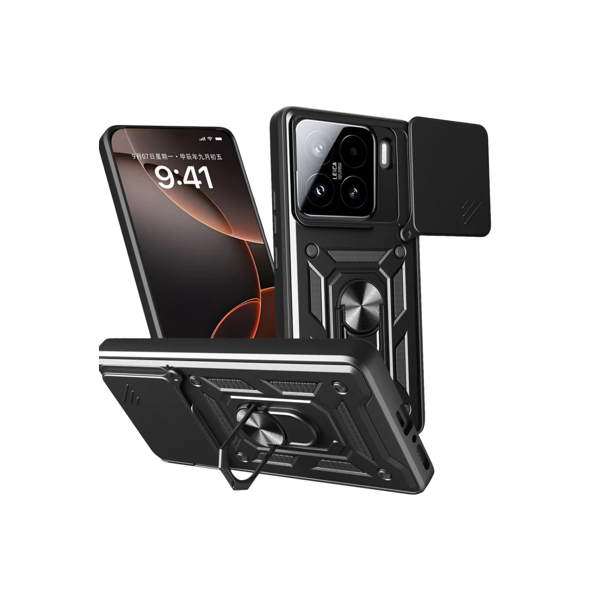 Xiaomi Mi 15 Kılıf Pars Lens Yüzüklü Silikon - Siyah