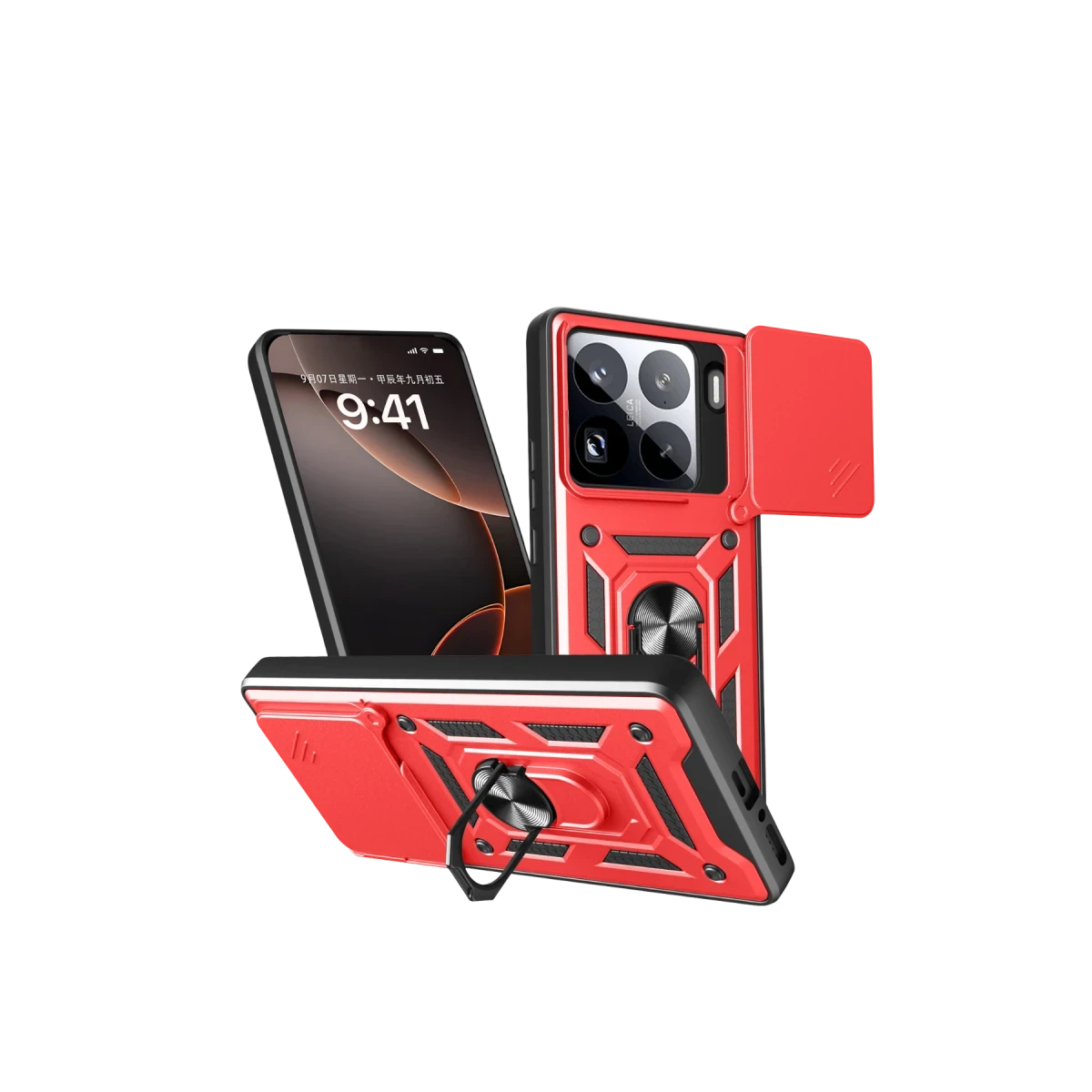 Xiaomi Mi 15 Pro Kılıf Pars Lens Yüzüklü Silikon - Kırmızı