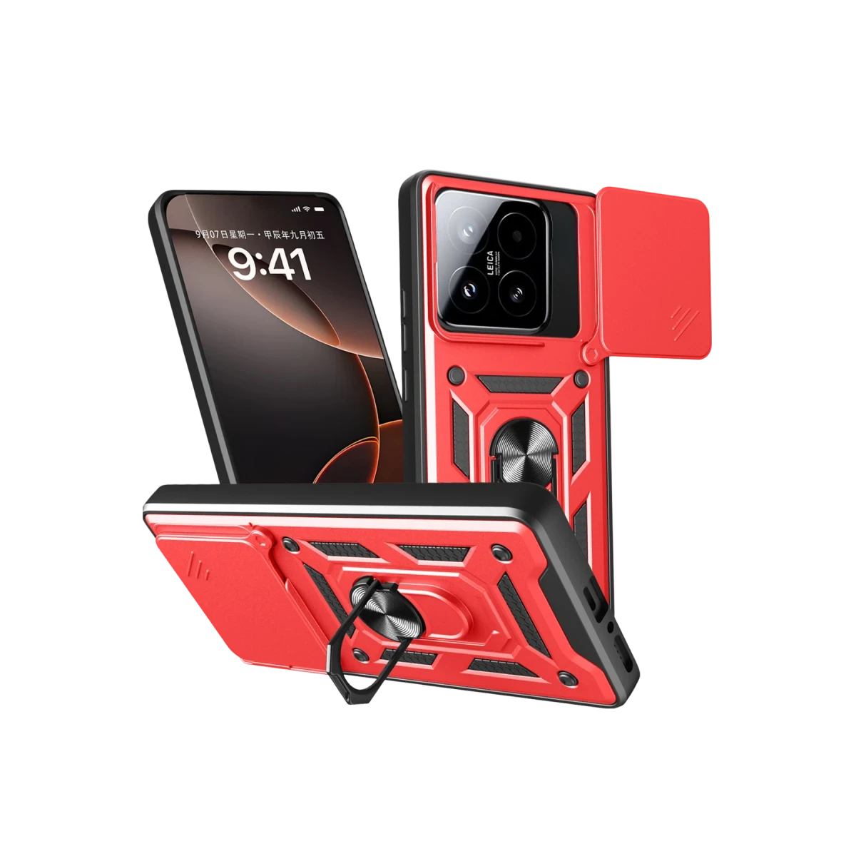 Xiaomi Mi 15T Pars Lens Yüzüklü Silikon - Kırmızı