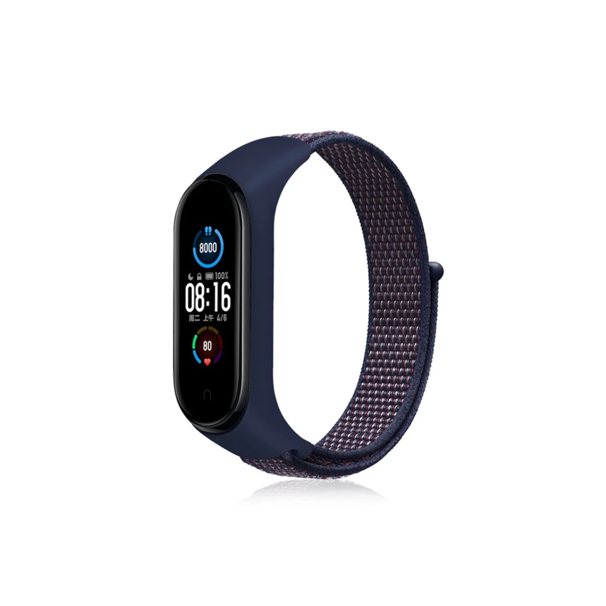 Xiaomi Mi Band 4 Hasırlı Cırtcırtlı Kordon - Lacivert-Mor