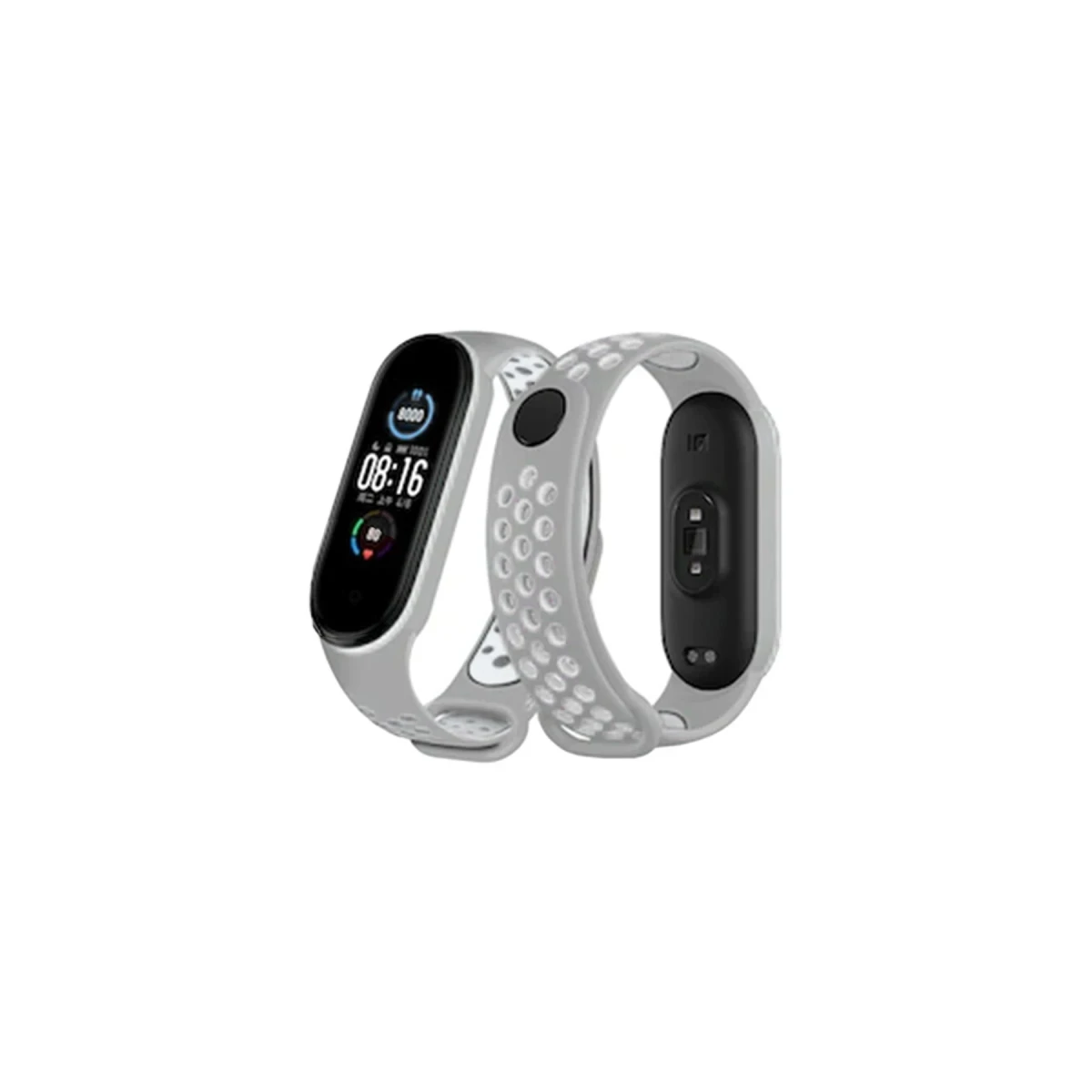 Xiaomi Mi Band 6 Spor Delikli Kordon - Gri-Kırmızı
