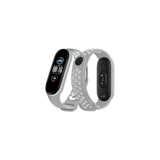 Xiaomi Mi Band 6 Spor Delikli Kordon - Gri-Kırmızı