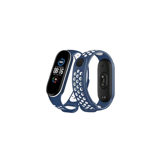 Xiaomi Mi Band 6 Spor Delikli Kordon - Lacivert-Beyaz