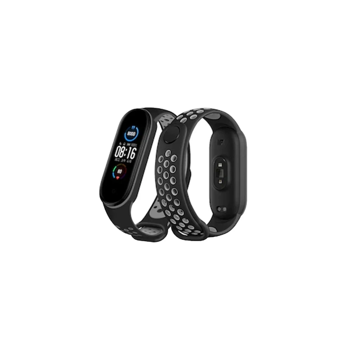 Xiaomi Mi Band 6 Spor Delikli Kordon - Siyah-Gri