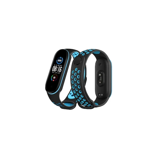 Xiaomi Mi Band 6 Spor Delikli Kordon - Siyah-Mavi
