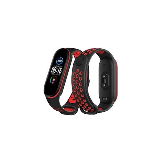 Xiaomi Mi Band 7 Spor Delikli Kordon - Siyah-Kırmızı