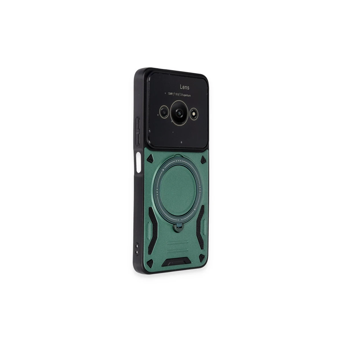 Xiaomi Poco C61 Kılıf Joy Lens Standlı Kapak - Koyu Yeşil
