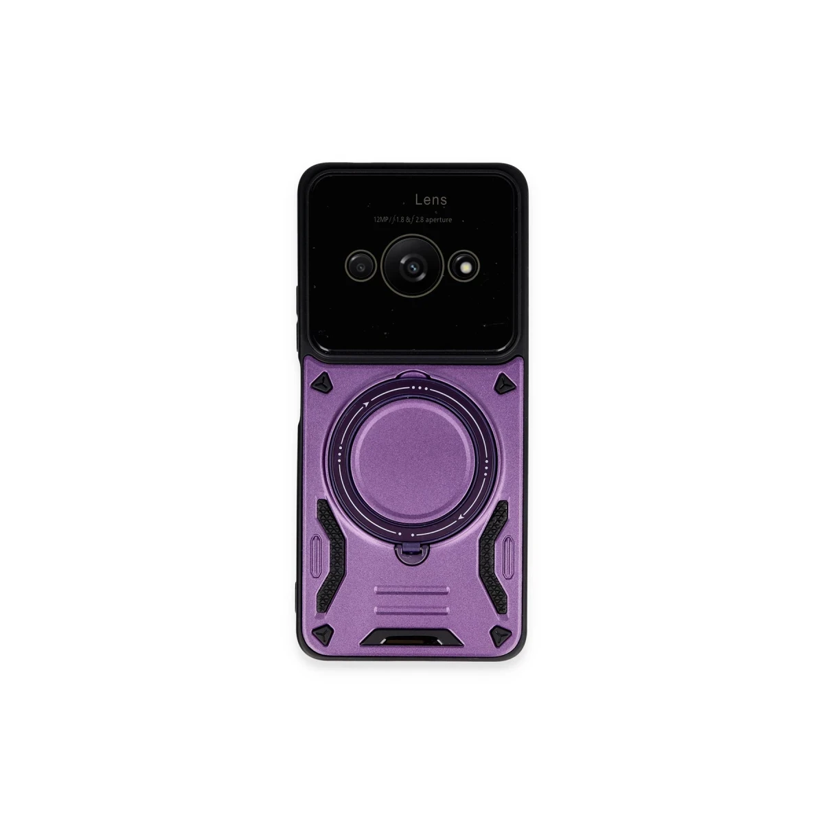 Xiaomi Poco C61 Kılıf Joy Lens Standlı Kapak - Mor