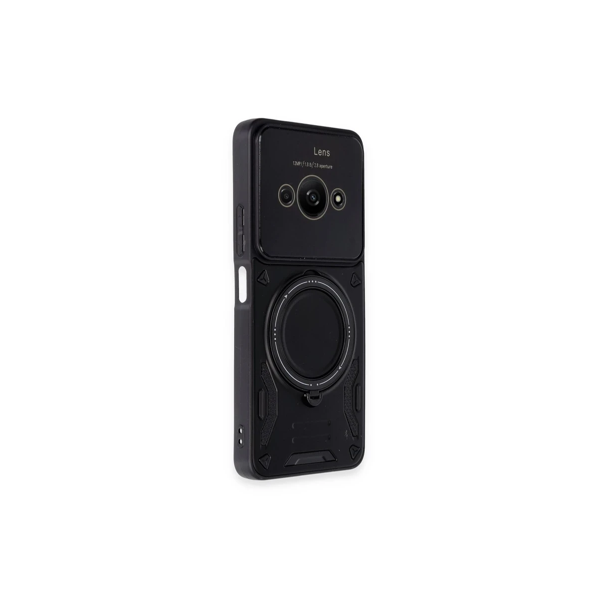 Xiaomi Poco C61 Kılıf Joy Lens Standlı Kapak - Siyah