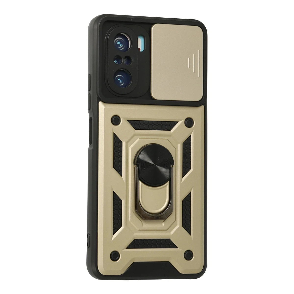 Xiaomi Poco F3 Kılıf Pars Lens Yüzüklü Silikon - Gold