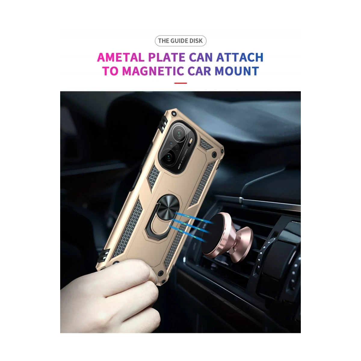 Xiaomi Poco F3 Kılıf Sofya Yüzüklü Silikon Kapak - Gold