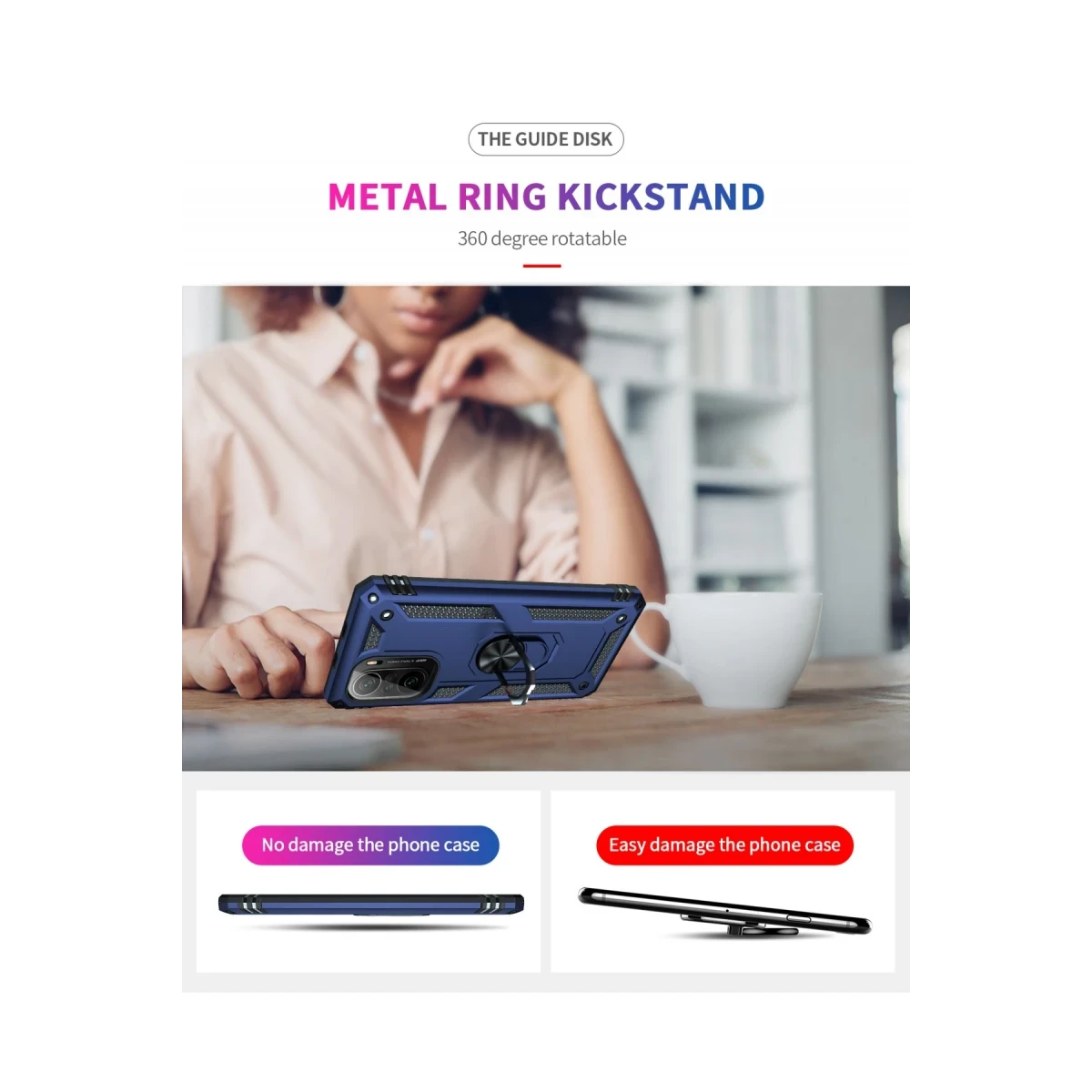 Xiaomi Poco F3 Kılıf Sofya Yüzüklü Silikon Kapak - Lacivert