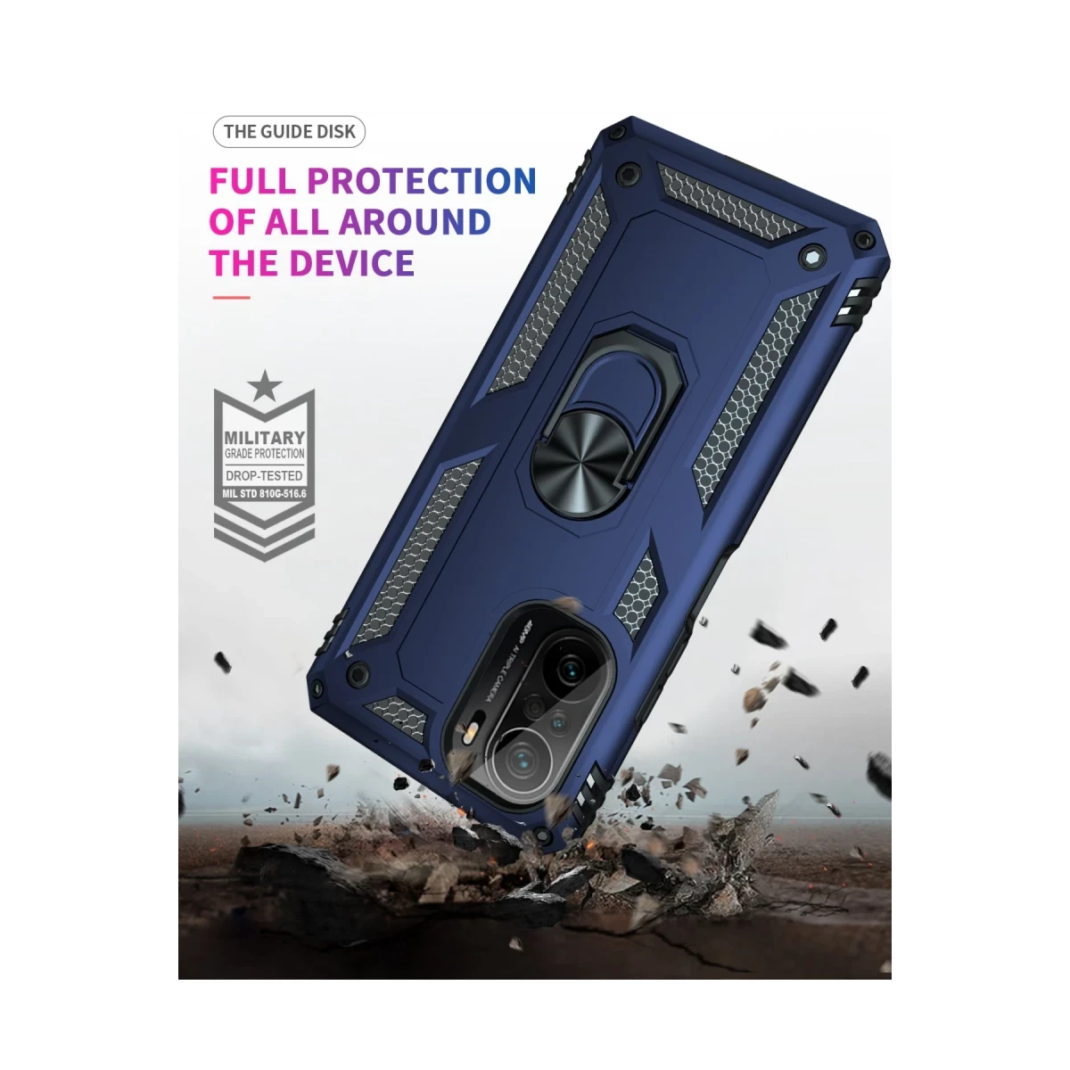 Xiaomi Poco F3 Kılıf Sofya Yüzüklü Silikon Kapak - Lacivert