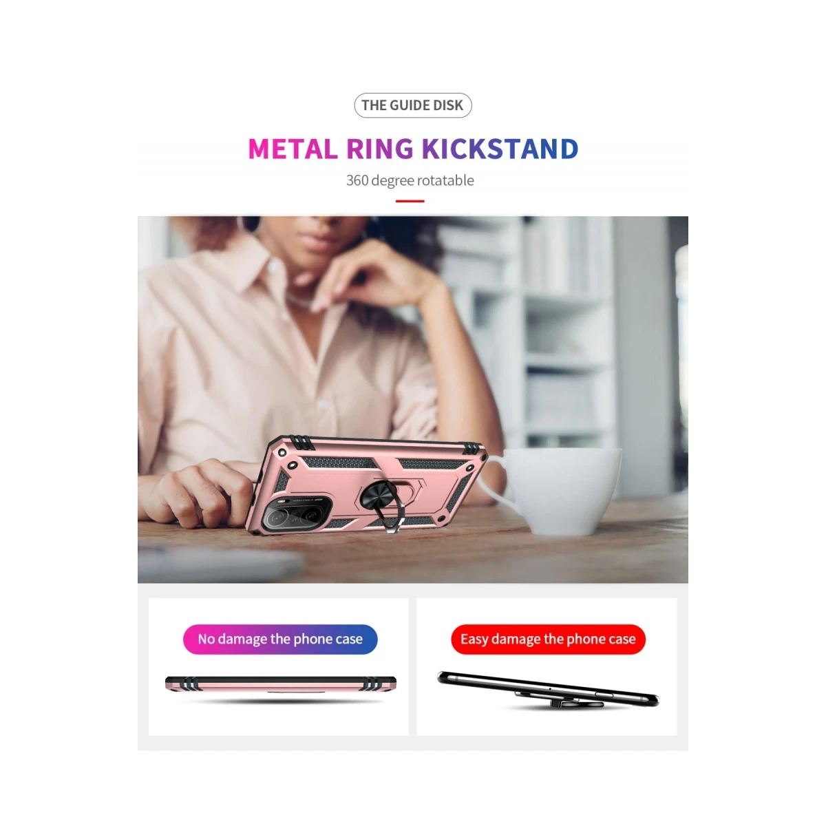 Xiaomi Poco F3 Kılıf Sofya Yüzüklü Silikon Kapak - Rose