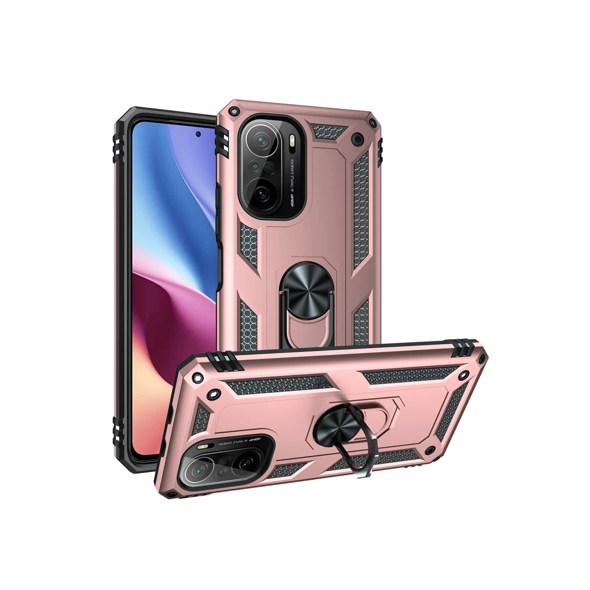 Xiaomi Poco F3 Kılıf Sofya Yüzüklü Silikon Kapak - Rose