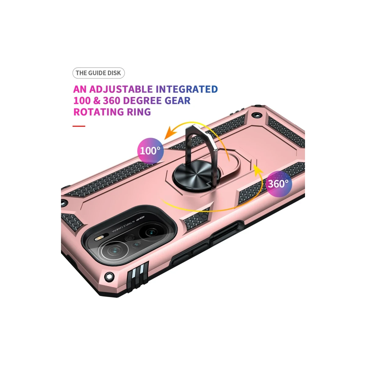 Xiaomi Poco F3 Kılıf Sofya Yüzüklü Silikon Kapak - Rose