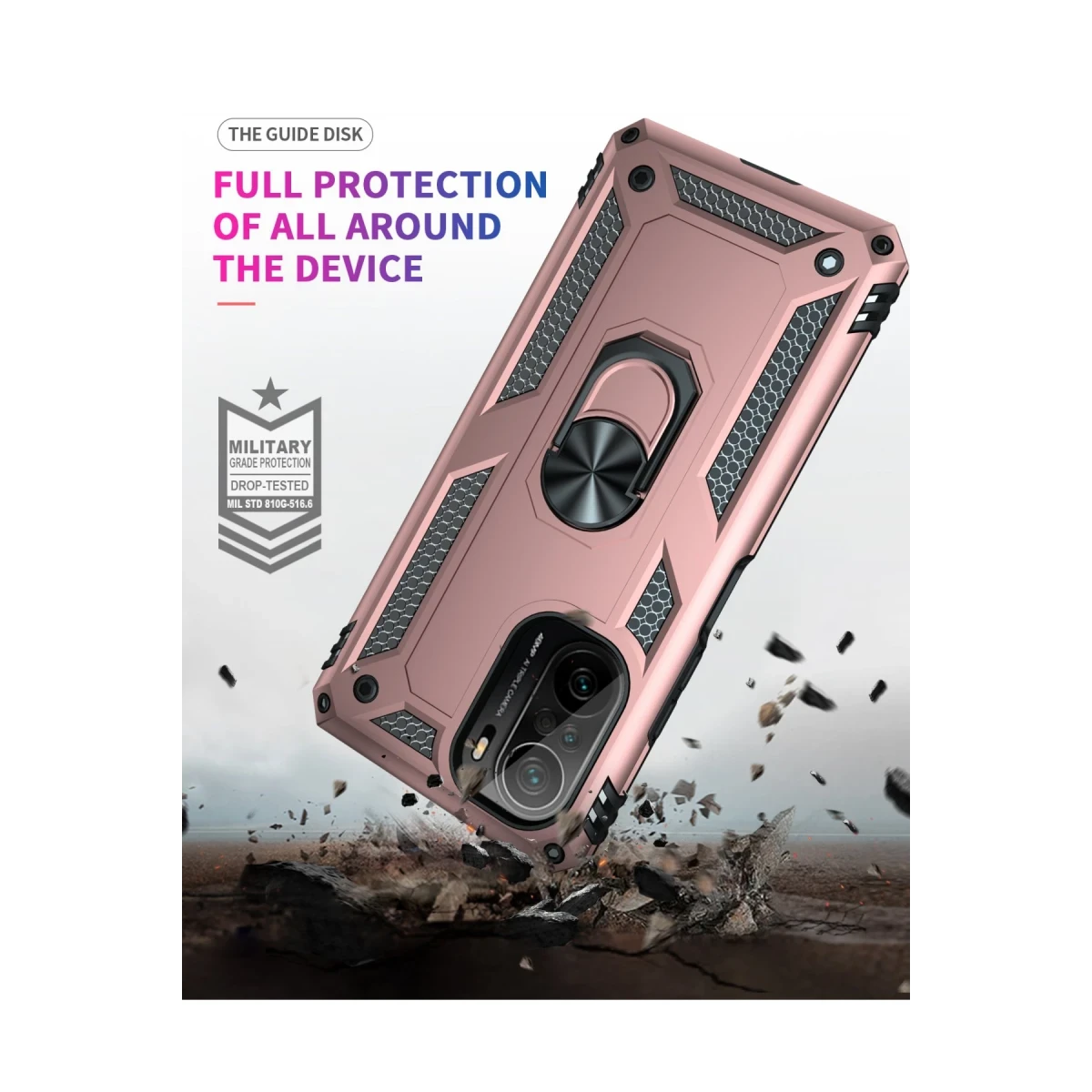 Xiaomi Poco F3 Kılıf Sofya Yüzüklü Silikon Kapak - Rose