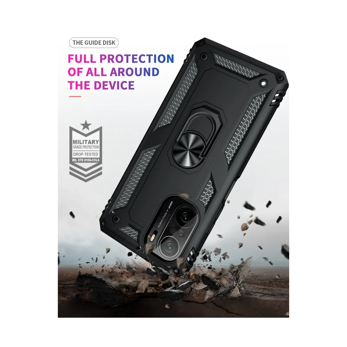 Xiaomi Poco F3 Kılıf Sofya Yüzüklü Silikon Kapak - Siyah