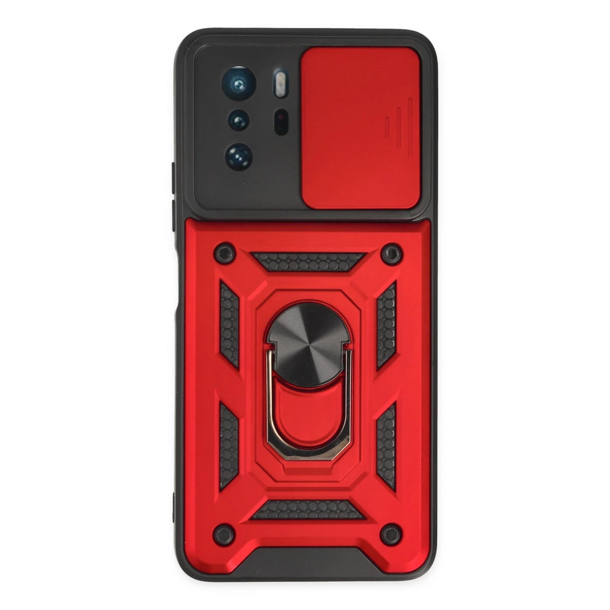 Xiaomi Poco X3 GT Kılıf Pars Lens Yüzüklü Silikon - Kırmızı