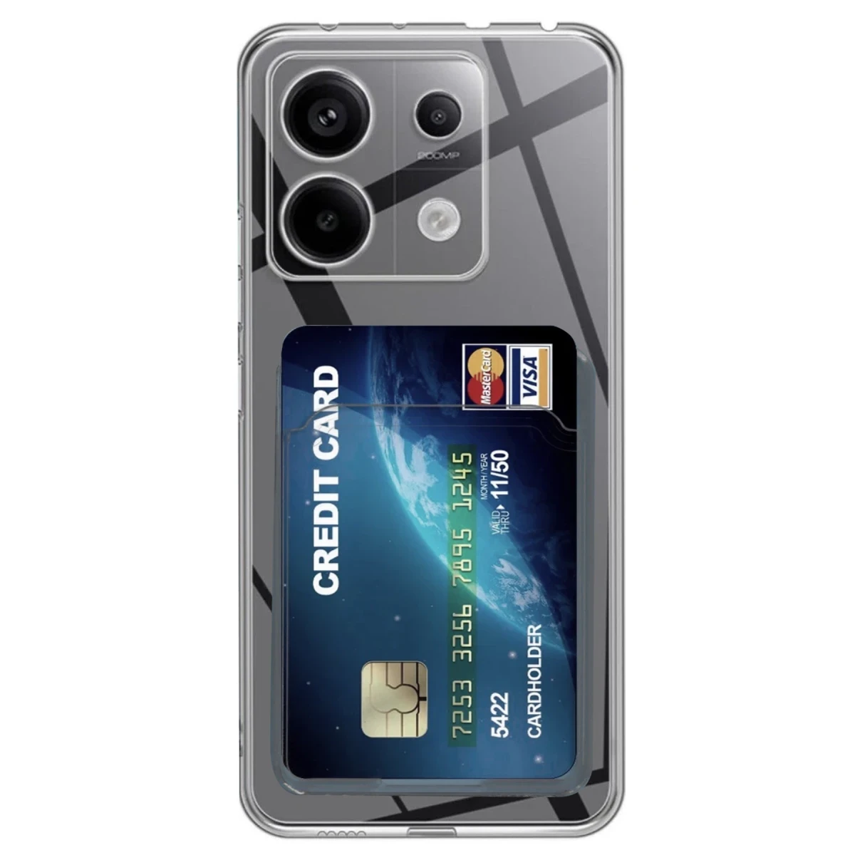 Xiaomi Poco X6 Kılıf Kart Şeffaf Silikon - Şeffaf