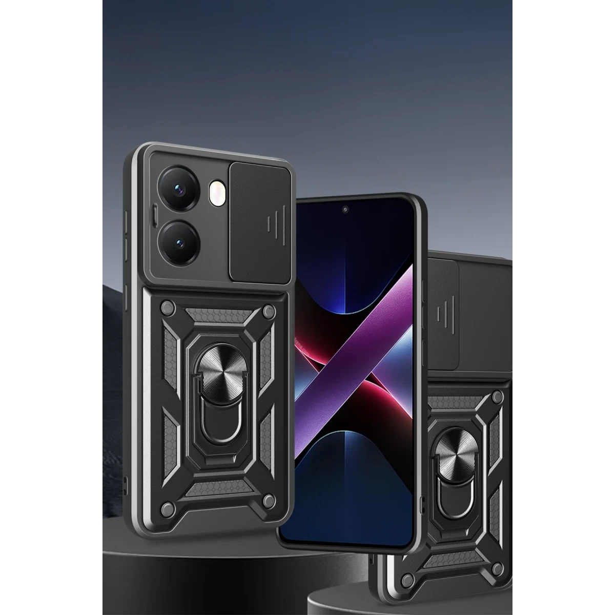 Xiaomi Poco X7 Pro Kılıf Pars Lens Yüzüklü Silikon - Kırmızı