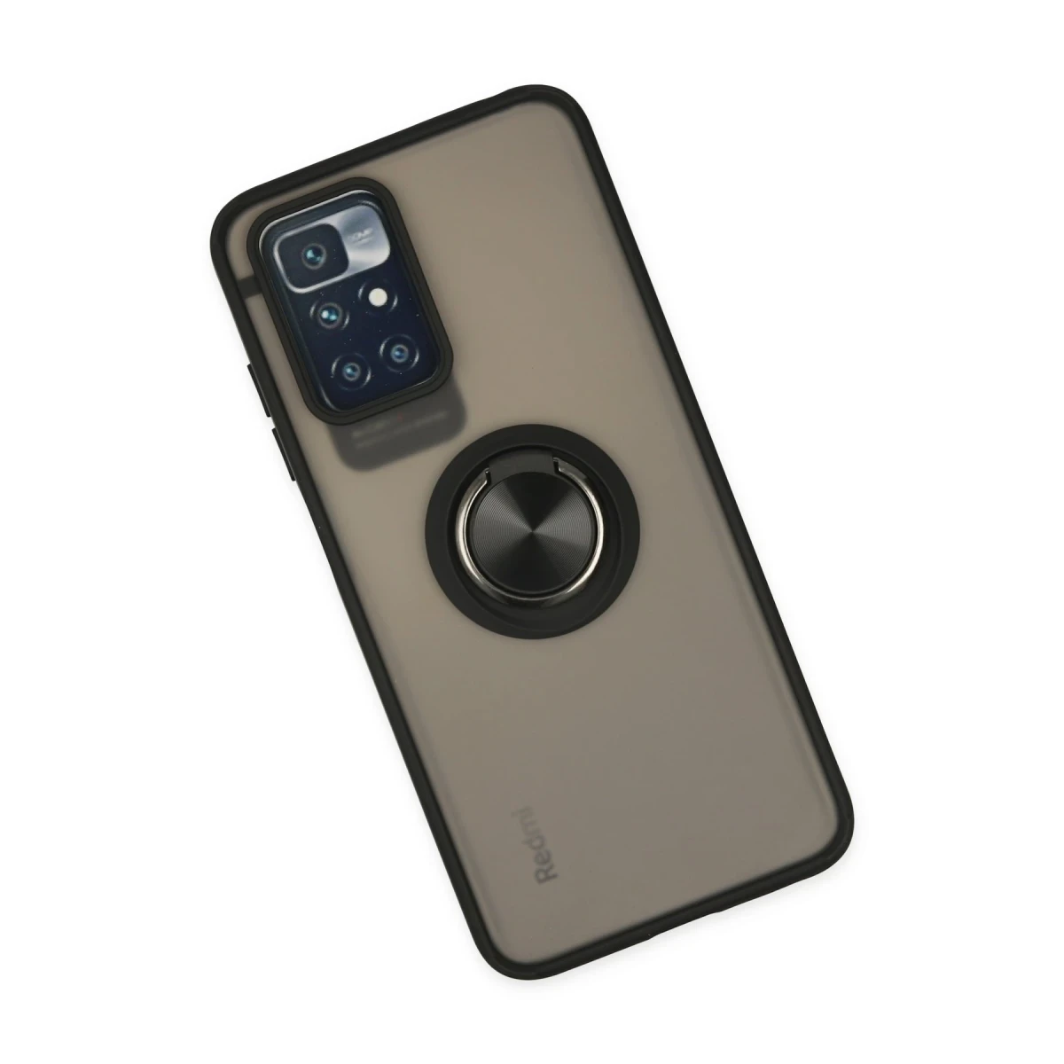 Xiaomi Redmi 10 2022 Kılıf Montreal Yüzüklü Silikon Kapak - Siyah