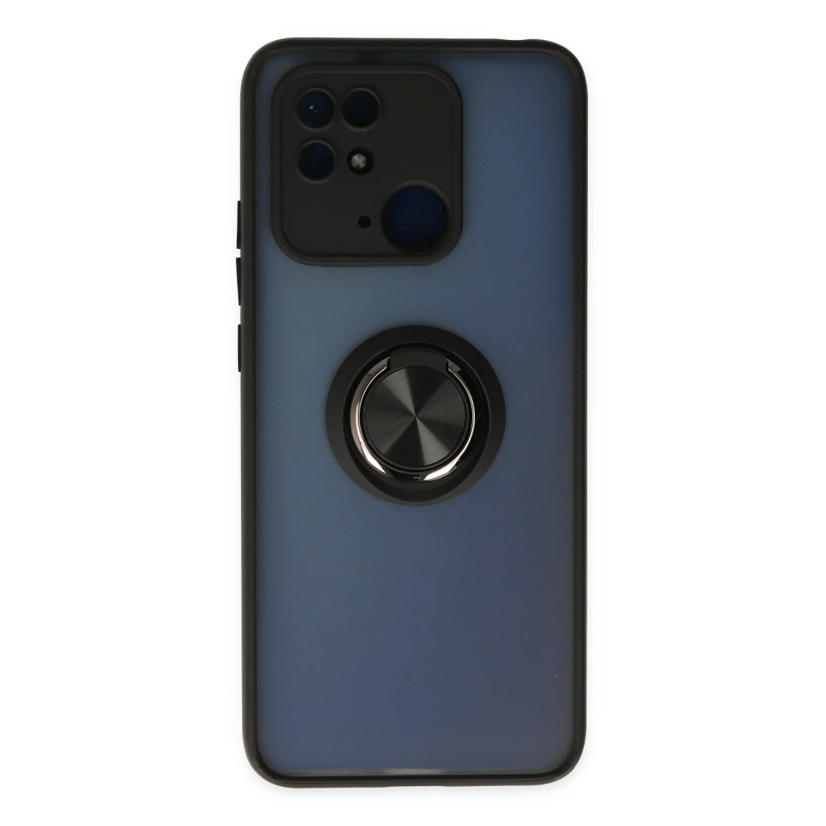 Xiaomi Redmi 10C Kılıf Montreal Yüzüklü Silikon Kapak - Siyah