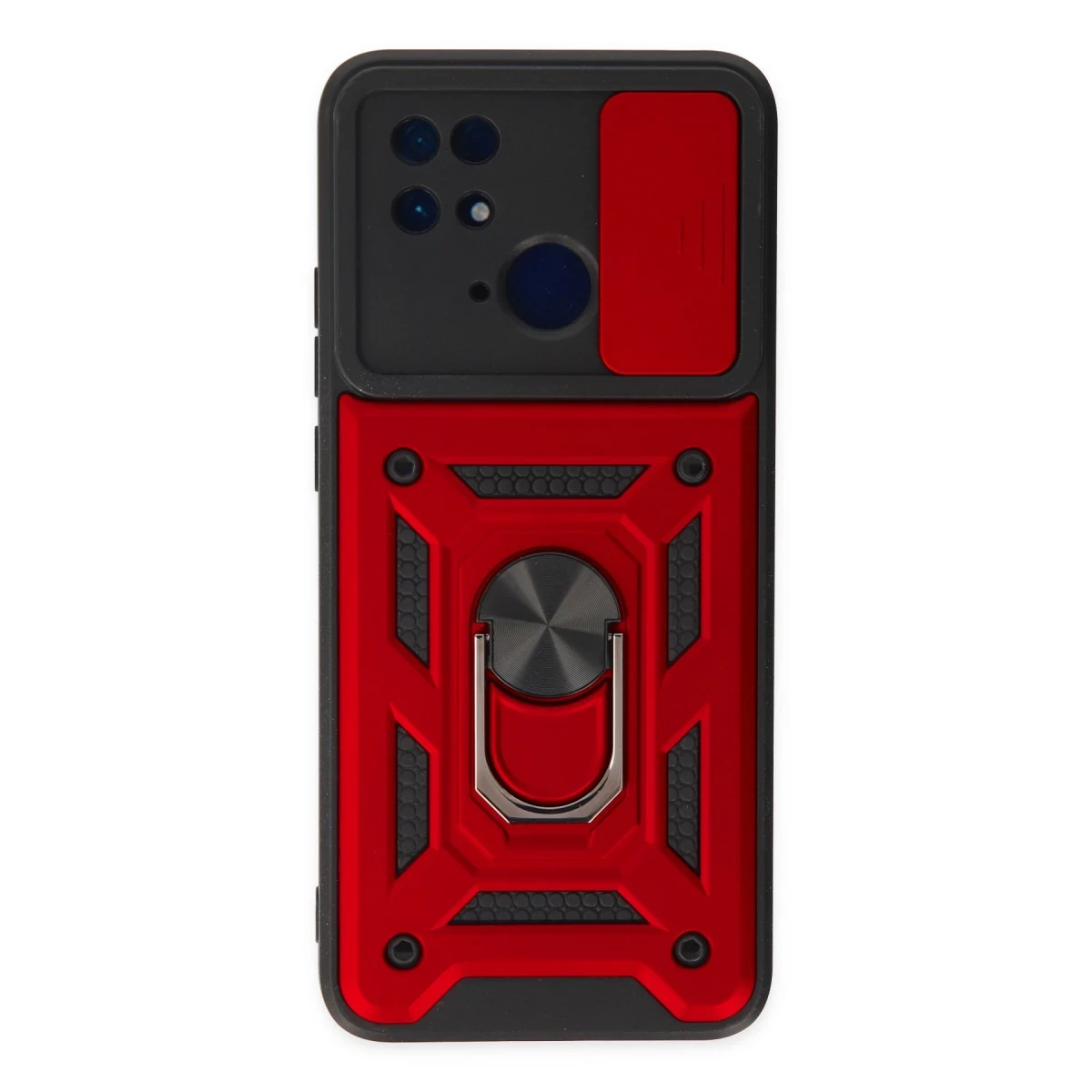Xiaomi Redmi 10C Kılıf Pars Lens Yüzüklü Silikon - Kırmızı