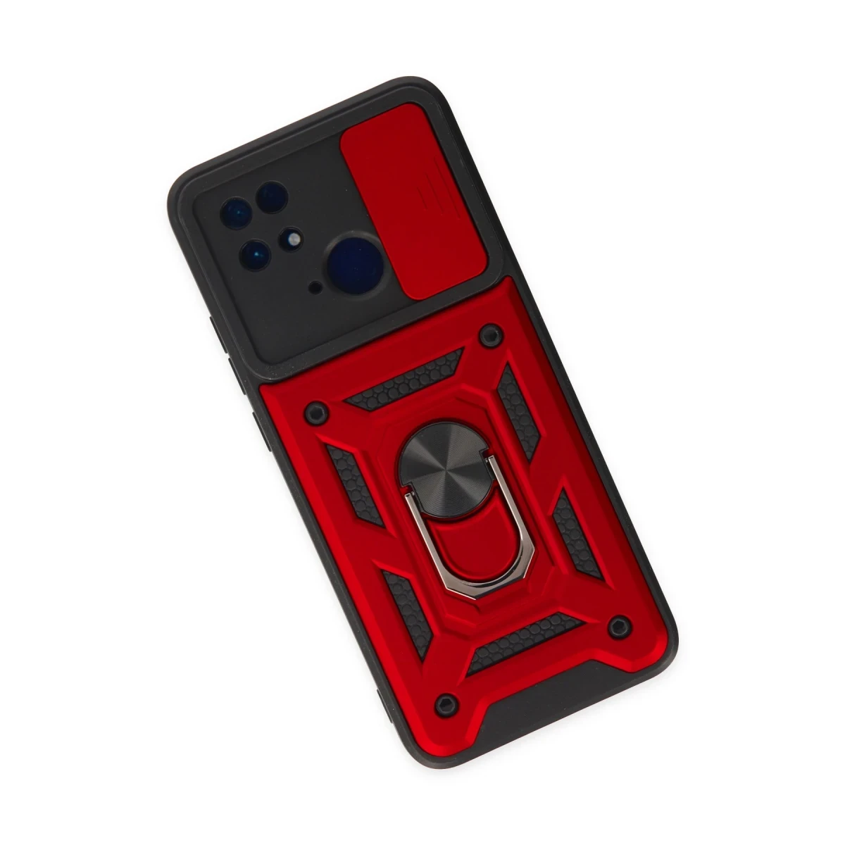 Xiaomi Redmi 10C Kılıf Pars Lens Yüzüklü Silikon - Kırmızı
