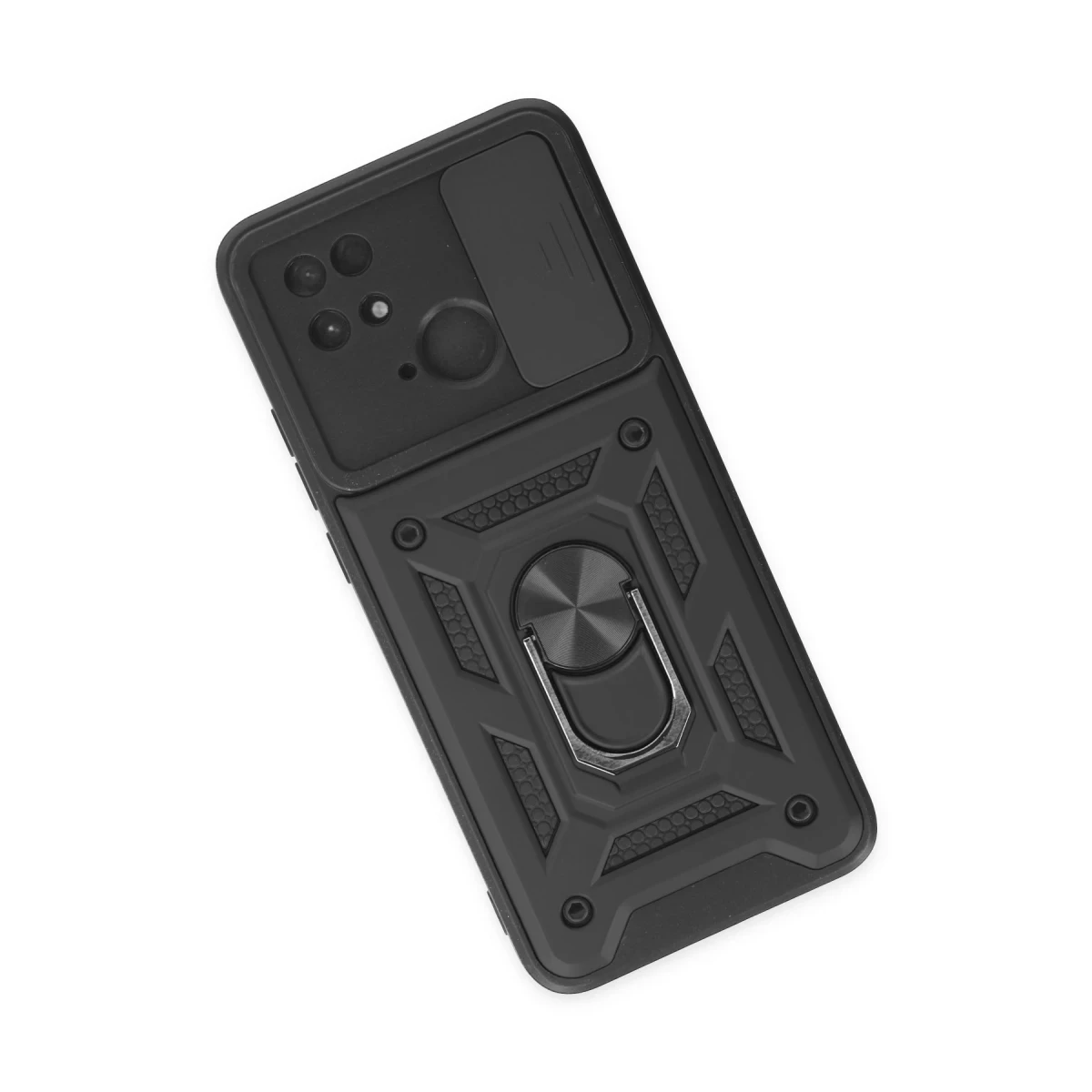 Xiaomi Redmi 10C Kılıf Pars Lens Yüzüklü Silikon - Siyah