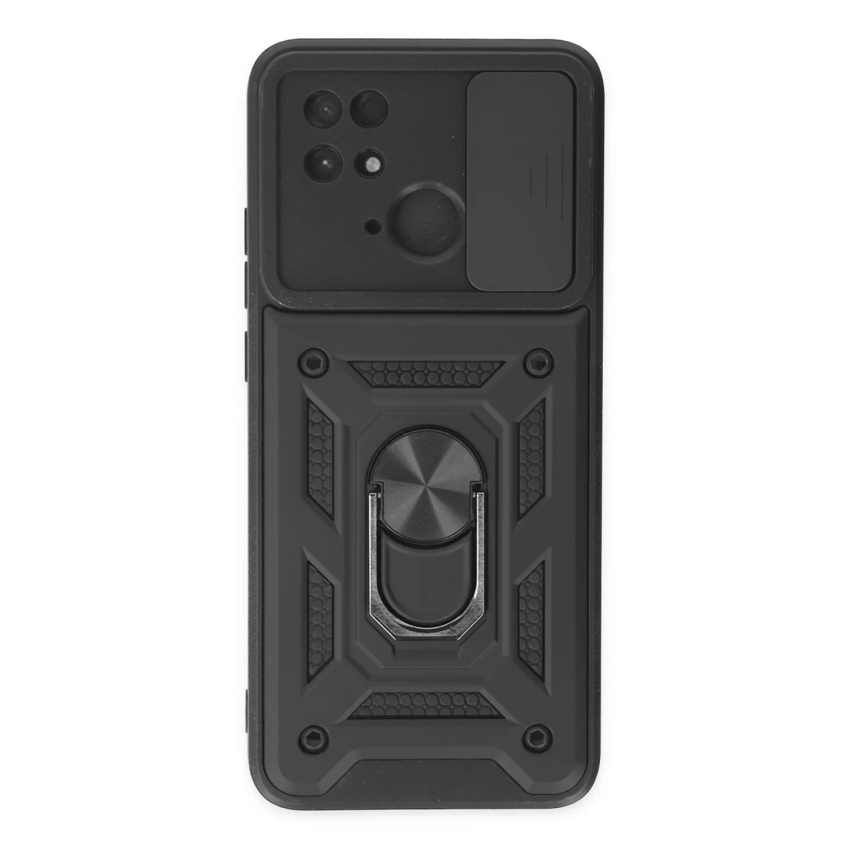 Xiaomi Redmi 10C Kılıf Pars Lens Yüzüklü Silikon - Siyah
