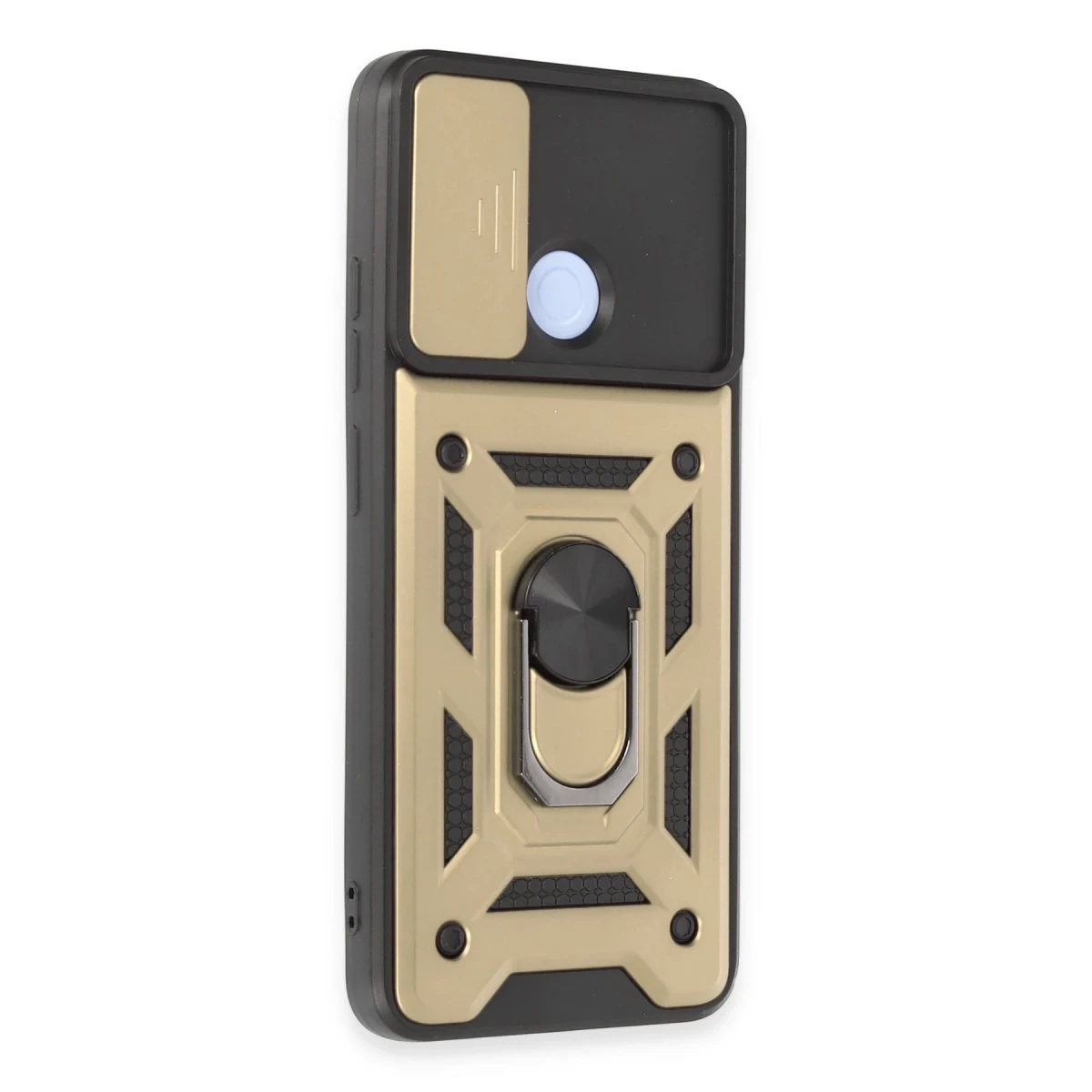 Xiaomi Redmi 12C Kılıf Pars Lens Yüzüklü Silikon - Gold