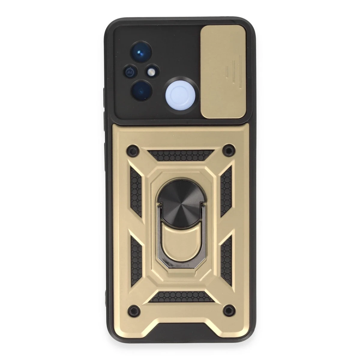 Xiaomi Redmi 12C Kılıf Pars Lens Yüzüklü Silikon - Gold