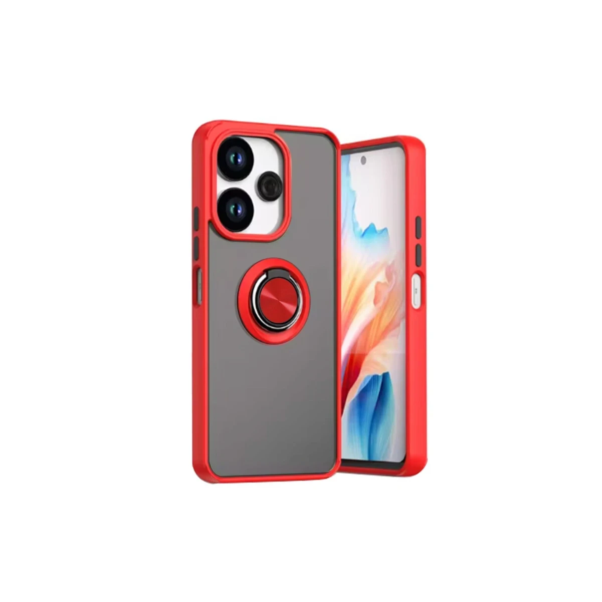 Xiaomi Redmi 13 4G Kılıf Montreal Yüzüklü Silikon Kapak - Kırmızı