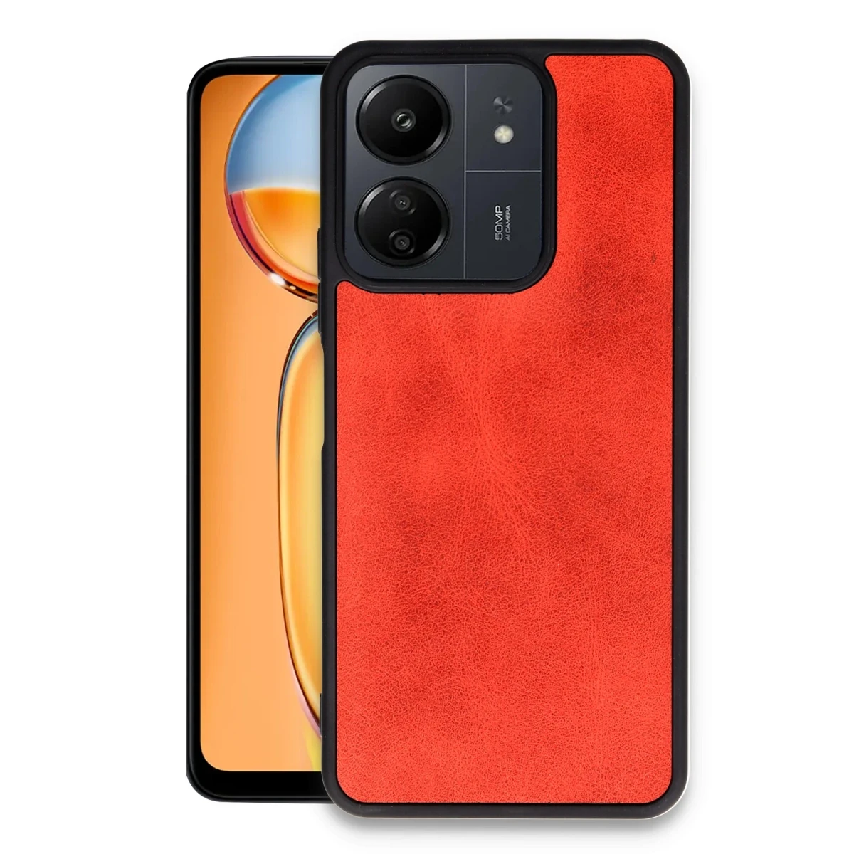 Xiaomi Redmi 13C Kılıf Aras Deri Kapak - Kırmızı