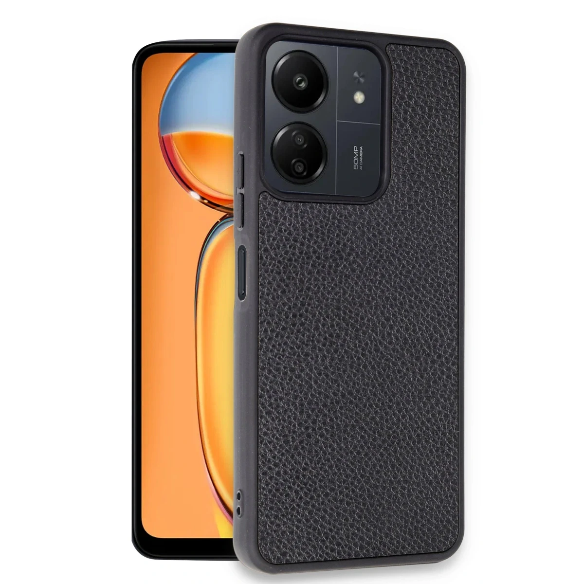 Xiaomi Redmi 13C Kılıf Aras Deri Kapak - Siyah
