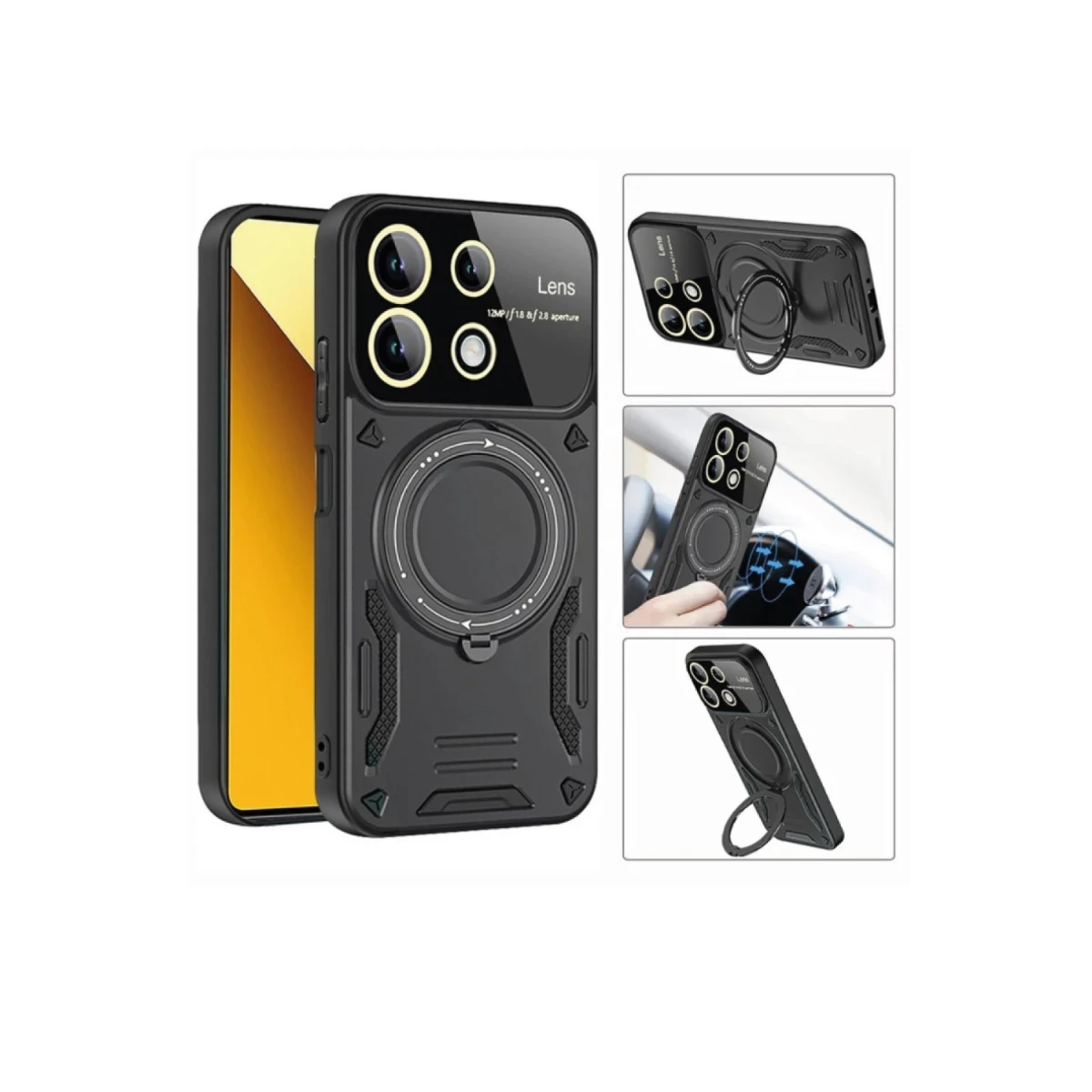 Xiaomi Redmi 13C Kılıf Joy Lens Standlı Kapak - Lacivert