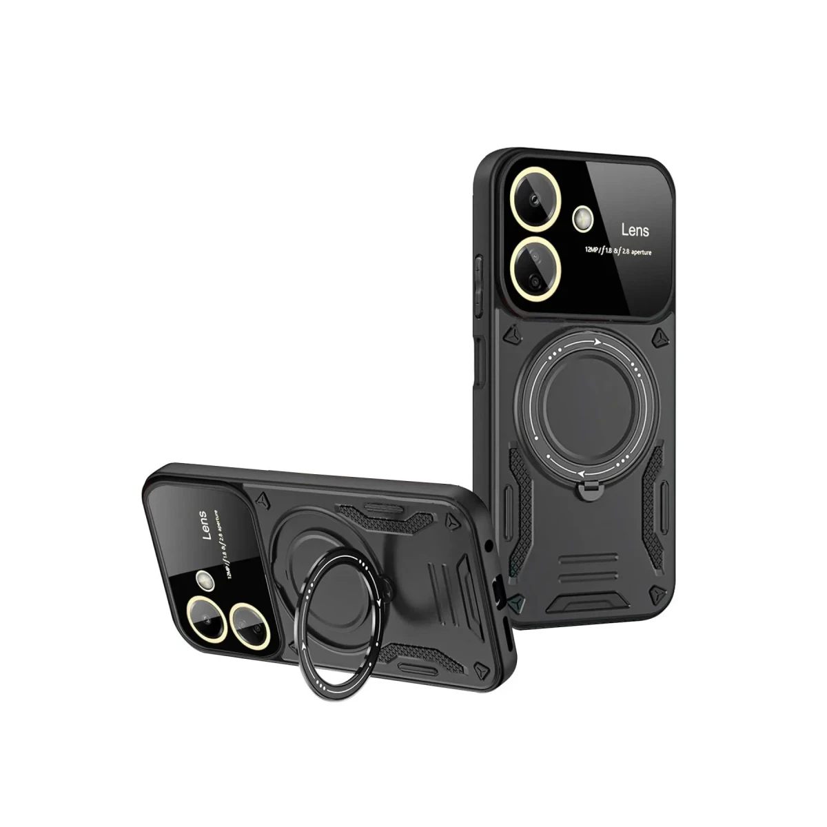 Xiaomi Redmi 13C Kılıf Joy Lens Standlı Kapak - Siyah
