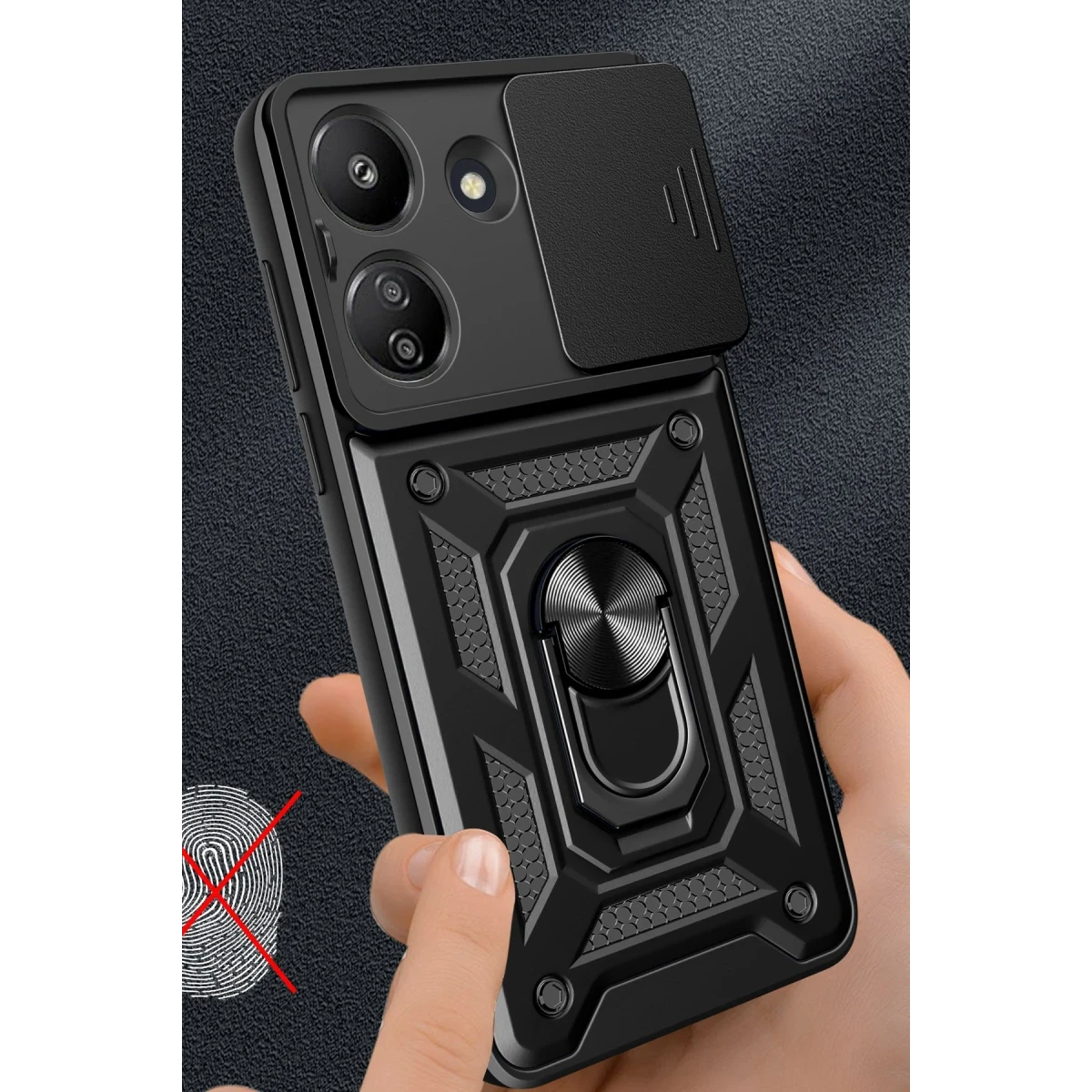 Xiaomi Redmi 13C Kılıf Pars Lens Yüzüklü Silikon - Yeşil