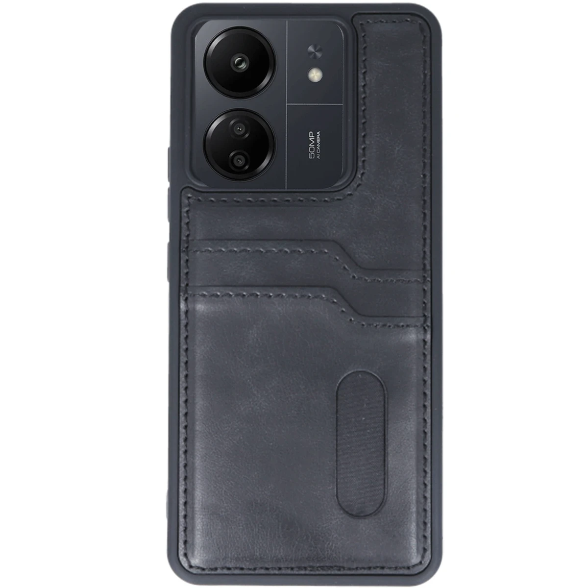 Xiaomi Redmi 13C Kılıf Sara Kartvizitli Deri Kılıf - Siyah