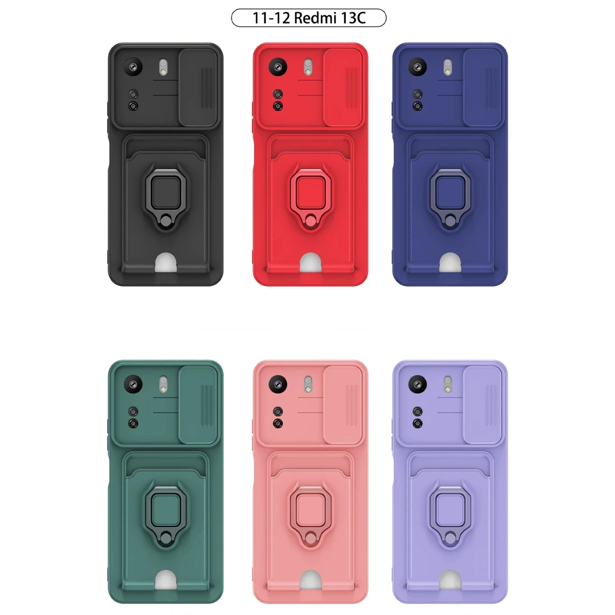 Xiaomi Redmi 13C Kılıf Zuma Kartvizitli Yüzüklü Silikon - Lacivert