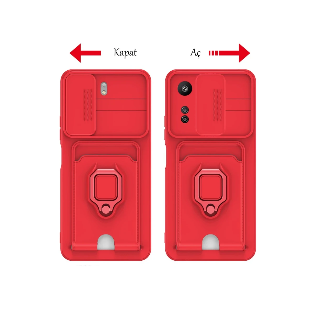 Xiaomi Redmi 13C Kılıf Zuma Kartvizitli Yüzüklü Silikon - Yeşil