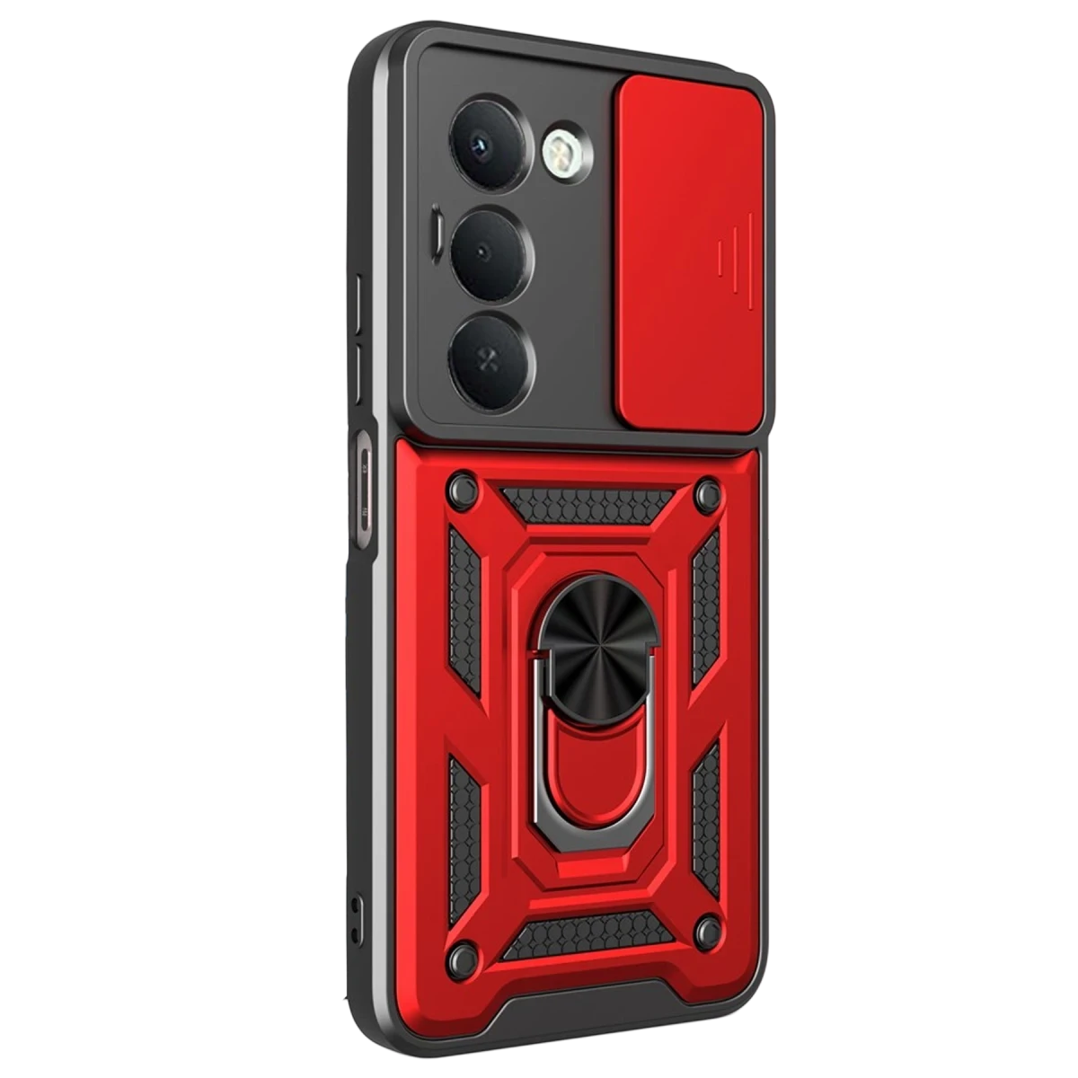 Xiaomi Redmi 15 4G Pars Lens Yüzüklü Silikon - Kırmızı