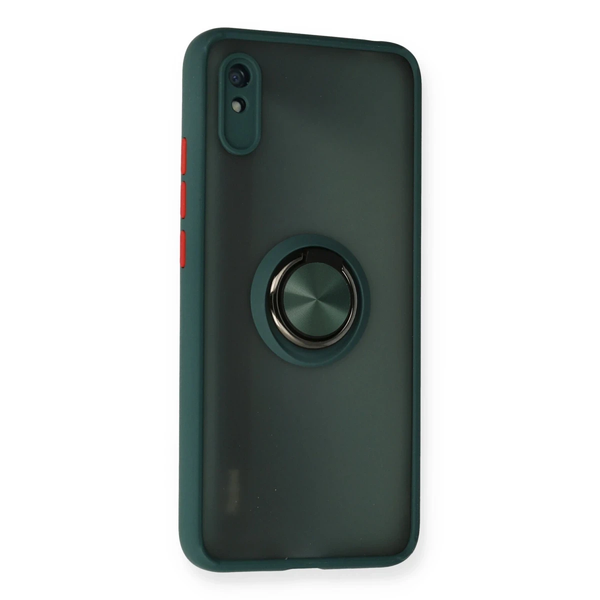 Xiaomi Redmi 9A Kılıf Montreal Yüzüklü Silikon Kapak - Yeşil