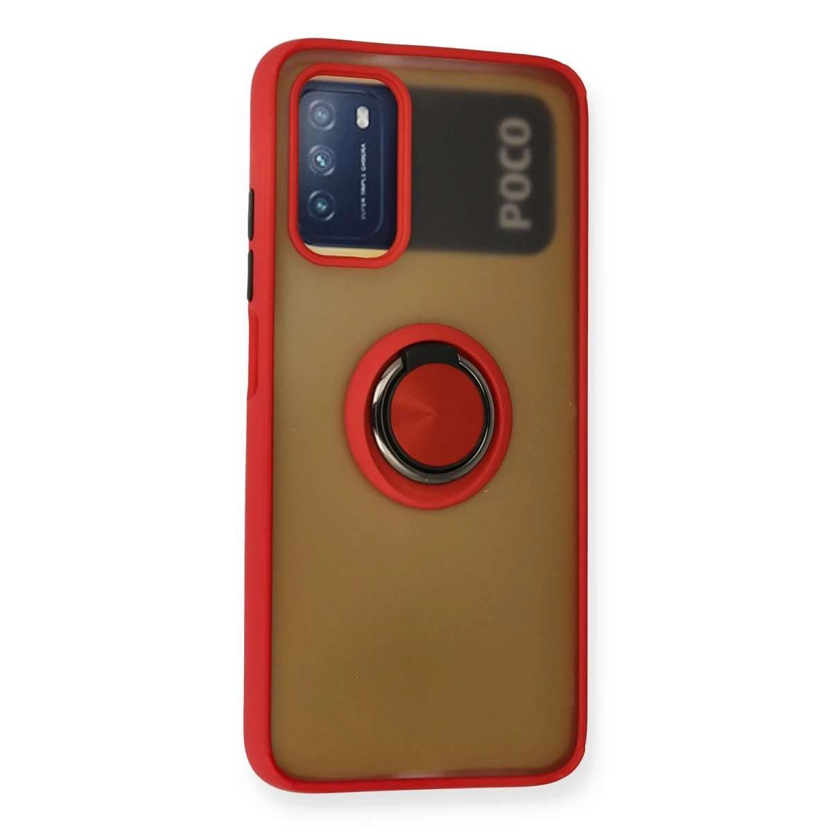 Xiaomi Redmi 9T Kılıf Montreal Yüzüklü Silikon Kapak - Kırmızı