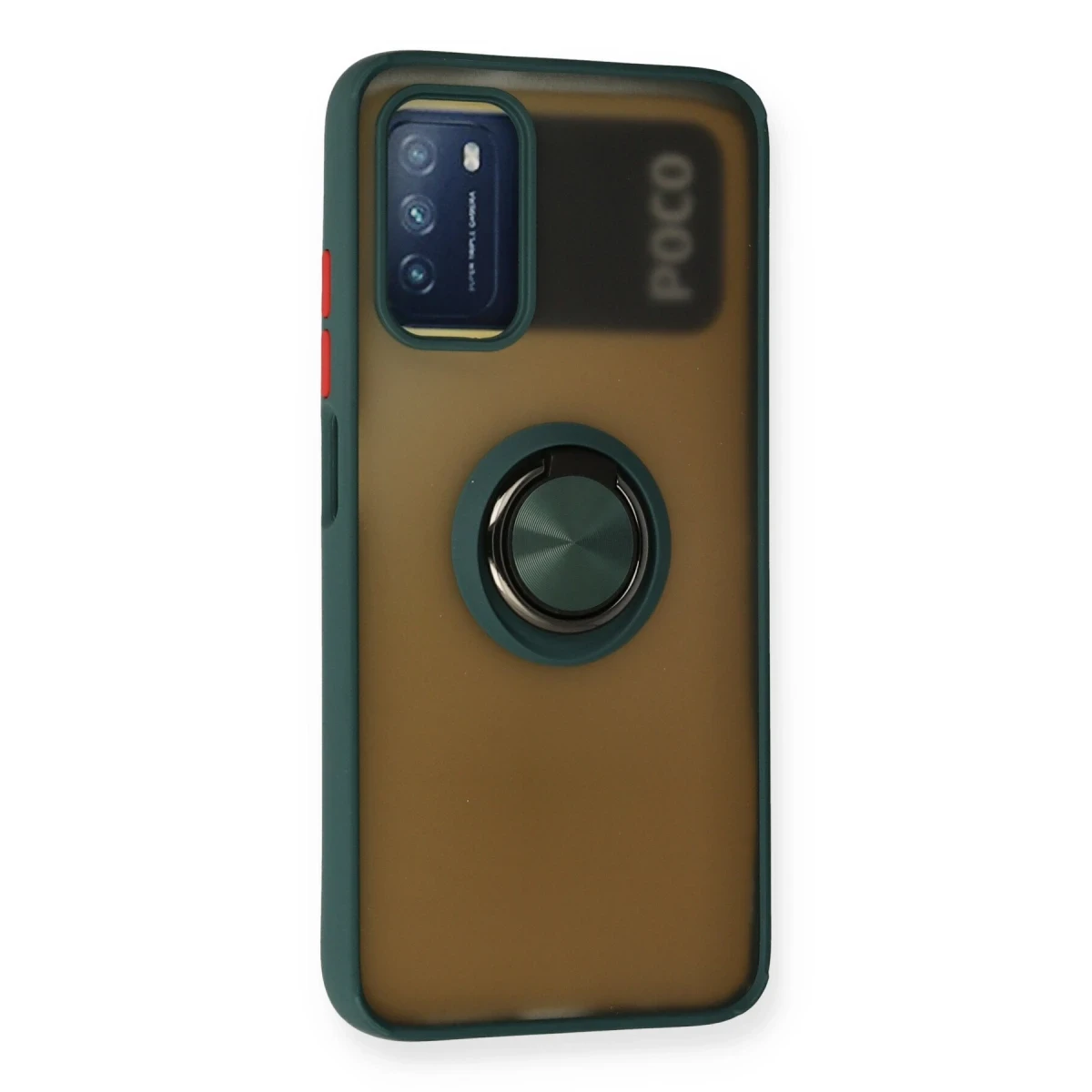 Xiaomi Redmi 9T Kılıf Montreal Yüzüklü Silikon Kapak - Yeşil