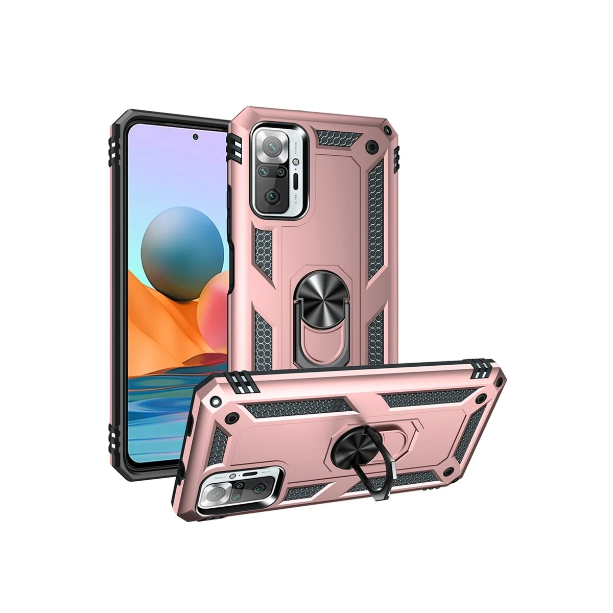 Xiaomi Redmi Note 10 Pro Kılıf Sofya Yüzüklü Silikon Kapak - Rose